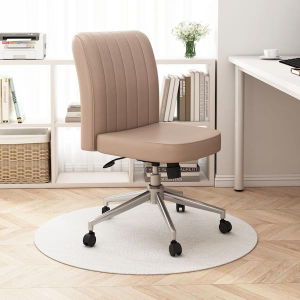 BOSS Office Products Boucle Fabric Adjustable Height Ergonomic Mid-Back Task Chair in Tan/Chrome without Arms