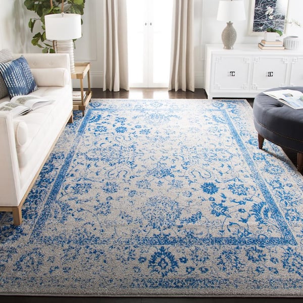 Adirondack Grey/Blue 9 ft. x 12 ft. Border Area Rug