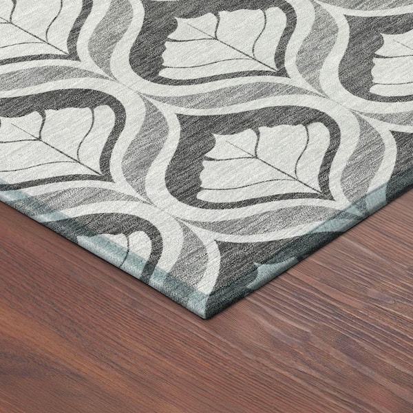 Chantille Machine Washable Indoor/Outdoor Abstract ACN2379 Charcoal 2 ft. x 3 ft. Accent Rug