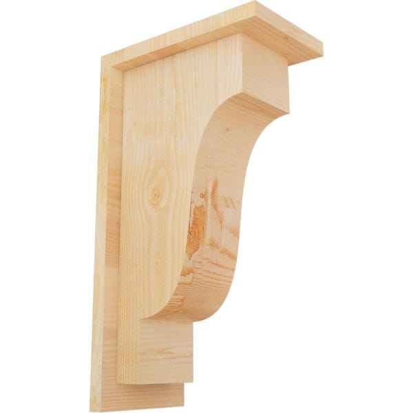 Ekena Millwork 6 in. x 10 in. x 18 in. Douglas Fir Newport Rough Sawn Corbel with Backplate