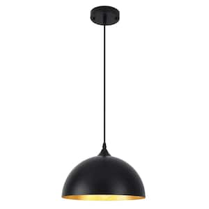 1-Light Black Pendant Light with Metal Shade, Adjustable Dome Pendant Lighting Fixtures