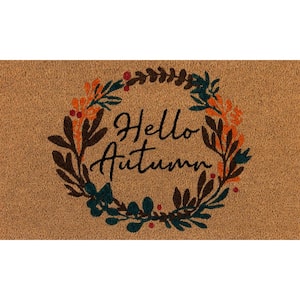 Hello Autumn Wreath 18 in. x 30 in. Coir Doormat