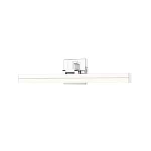 Liam 25 in. 2-Light Chrome Integrated LED Vanity Light with Frosted Plastic Shade