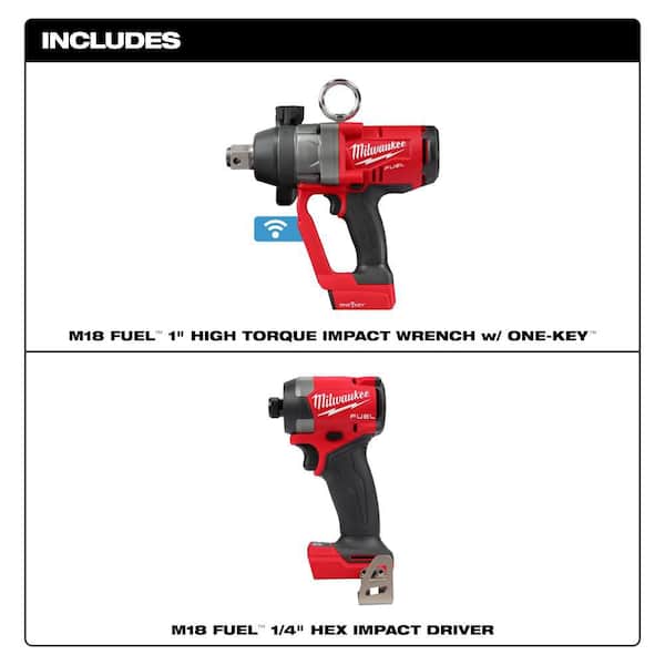 M18 FUEL ONE-KEY 18V Lithium-Ion Brushless Cordless 1 in. Impact Wrench with Friction Ring w/ Impact Driver