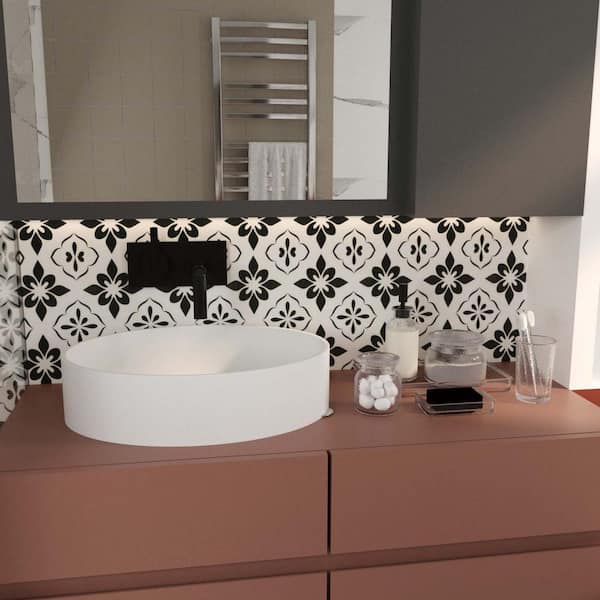 12 in. x 12 in. x 0.6 in. Vinyl Peel and Stick Decor Wall Floor Tile Backsplash Black, Removable Wall Tiles (10 sq. ft.)