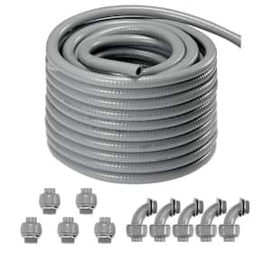 1/2in. Flexible Electrical Conduit 100 ft. PVC Liquid-Tight Conduit Non-Metallic for Air Conditioning Motor