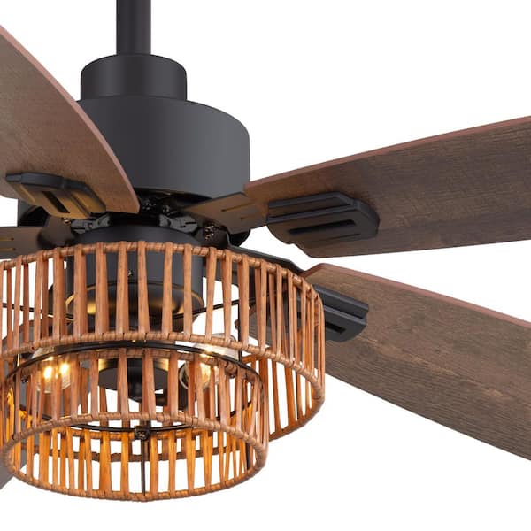 Breezary Camacho 52 in. 2-Light Indoor Black Farmhouse Ceiling Fan