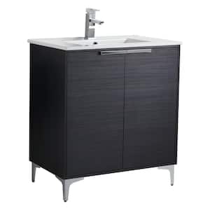 30 in. W x 18.5 in. D x 35.25 in. H Single sink Bath Vanity in Blue with Polished Chrome Hardware and Ceramic Sink top