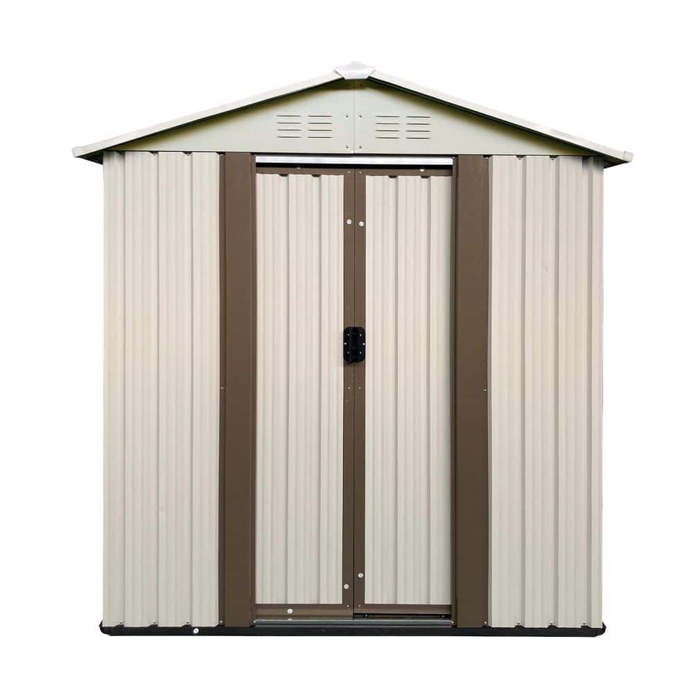 Tenleaf Cream White 5 ft. W x 3 ft. D Outdoor Metal Storage Shed
