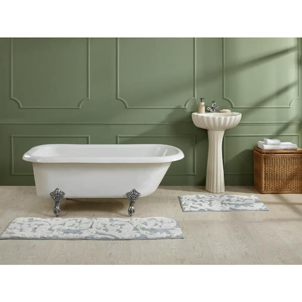 Better Trends Memory Foam Collection blue 100% Cotton Medallion Pattern 18" x 54" Rectangle Bath Rug