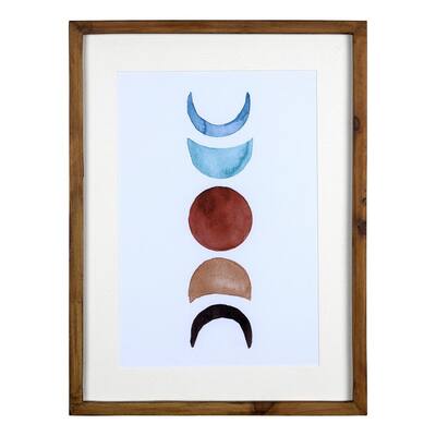 Boho Colored Moon Phases 11.81 in. x 15.85 in. Framed Wall Art under Glass