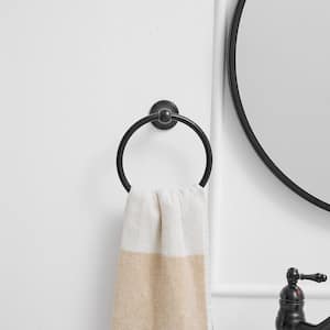 Traditional Wall Mounted Single Post Bathroom Hand-Towel Ring Rustproof Bath Towel Holder in Oil Rubbed Bronze(2-Pack)