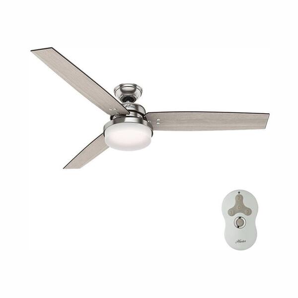60 inch 3-Silver Blades Brushed Nickel Ceiling Fan LED Light Kit Remote Control 