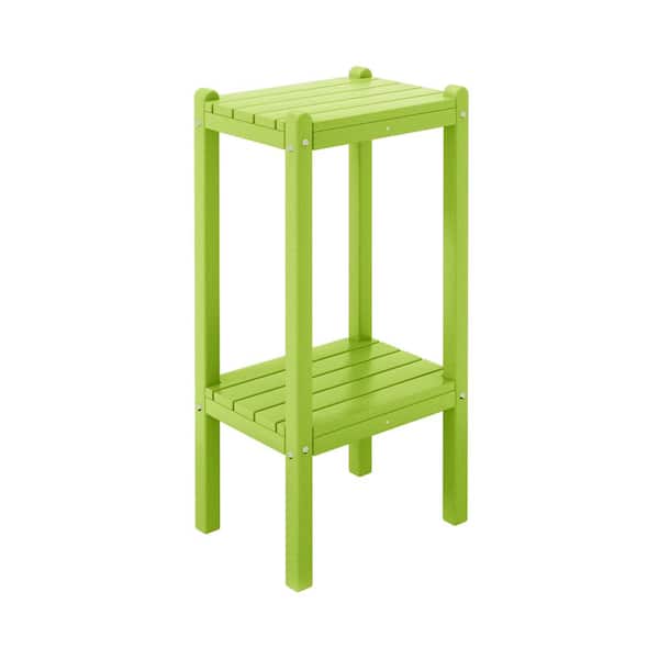 WESTIN OUTDOOR Laguna Plastic Indoor/Outdoor Patio Side Table with Storage Shelf Lime
