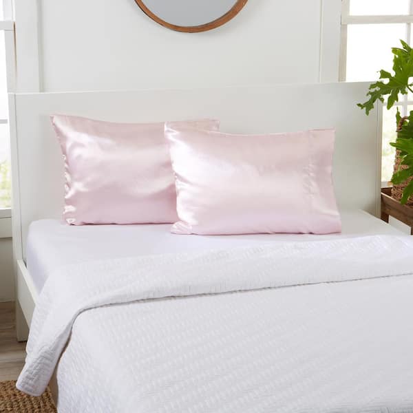 FRESHFOLDS Pink King 2 Pack Soft Satin Silk Pillowcase