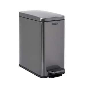 2.6 Gal. Stainless Steel Rectangular Step-On Household Metal Trash Can