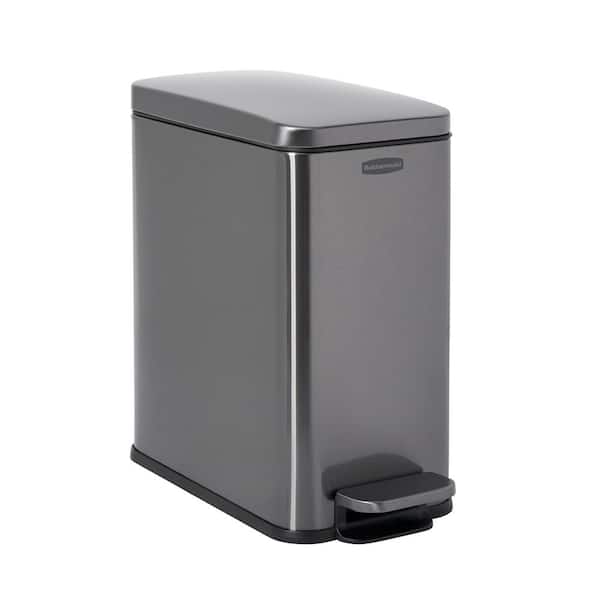 Rubbermaid 2.6 Gal. Stainless Steel Rectangular Step-On Household Metal Trash Can