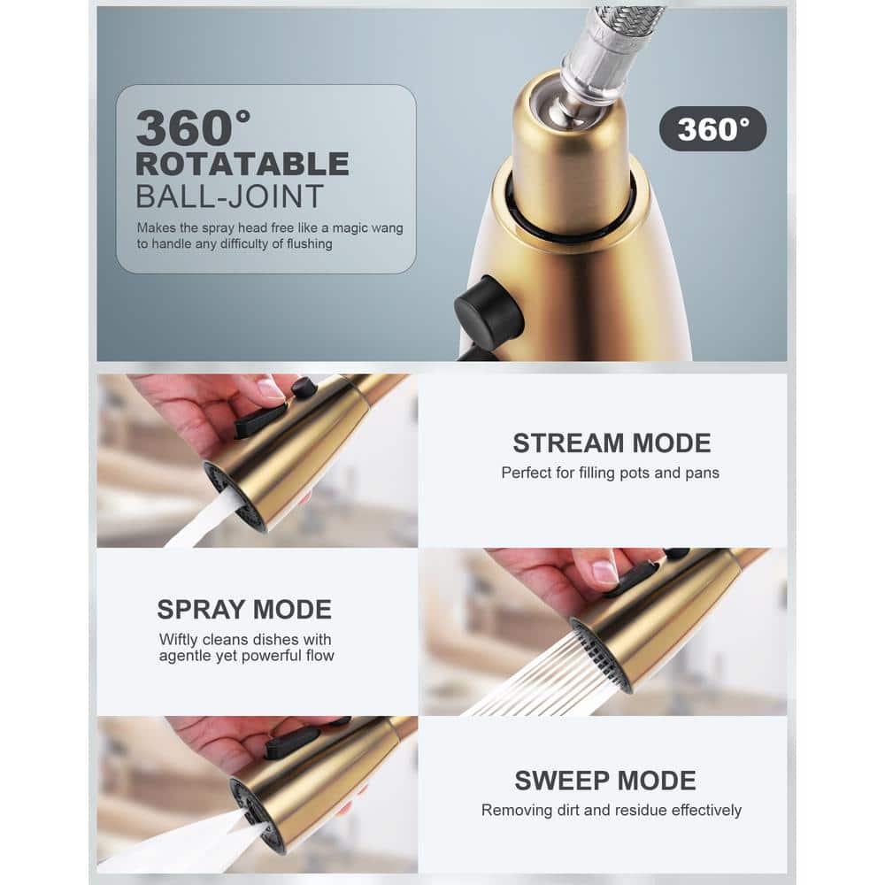 Gold Stainless Steel Touchless Pull-Down Kitchen Faucet with Spray