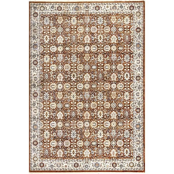 nuLOOM Riley Rust 8 ft. x 10 ft. Traditional Bordered Area Fringe Indoor Area Rug