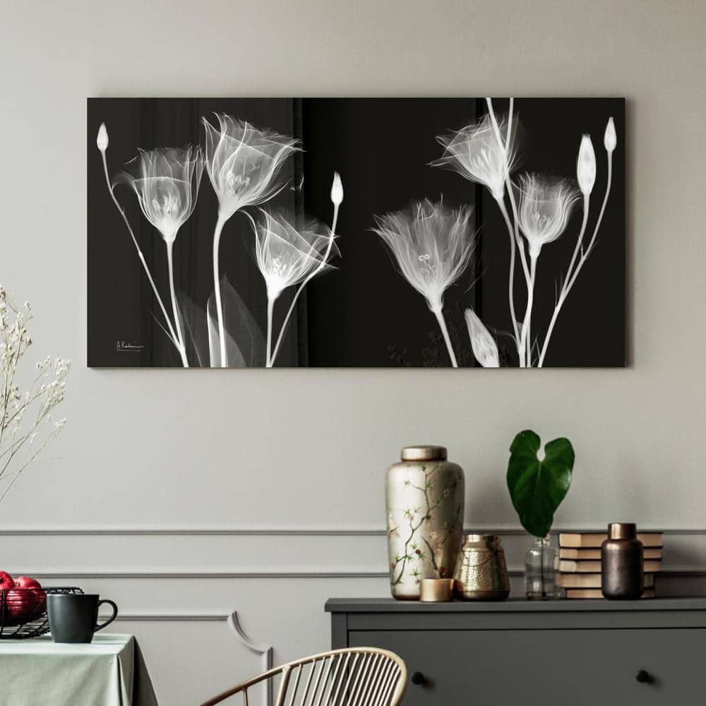Gentian X-Ray Black and White Tempered Glass Wall Art, 24" x 48"