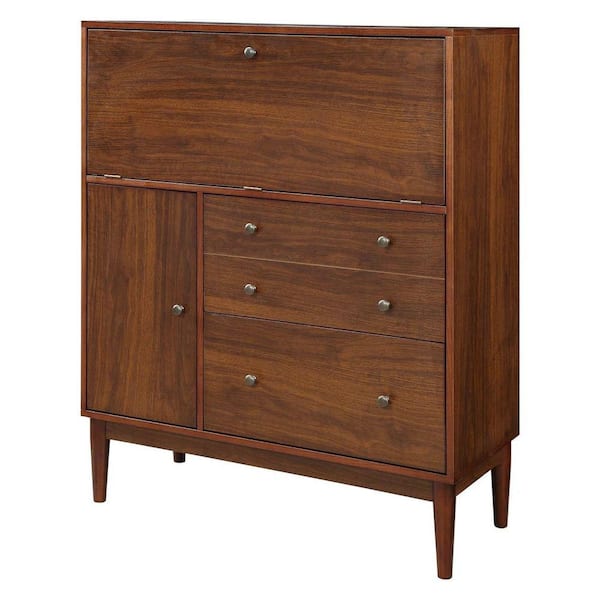 Benjara 2-Drawers Brown Wooden Armoire with Drop Down Door Storage and Cabinet 37.01 in. L x 15.75 in. W x 44.02 in. H