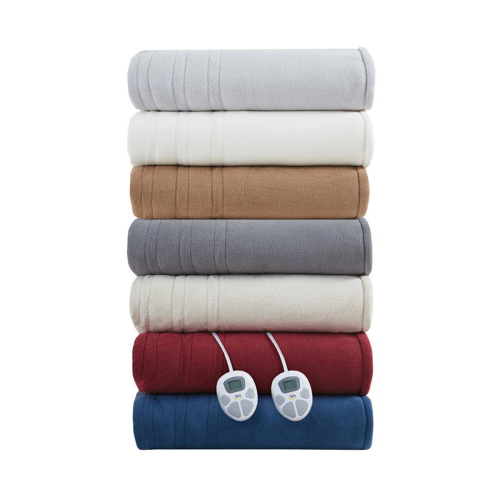 Twin Brown Fleece to Sherpa Reversible Heated Blanket