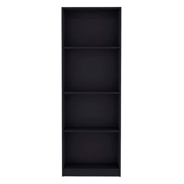 24.70 in. W x 11.70 in. D x 71.10 in. H Black Wood Freestanding Linen Cabinet w/Tier-Shelving Design in Black