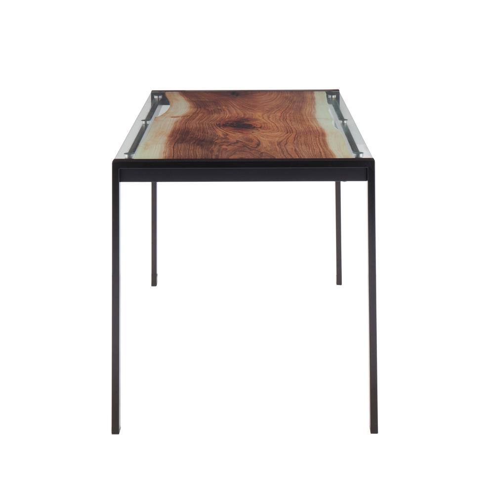 Rectangular Black Steel and Glass Dining Table