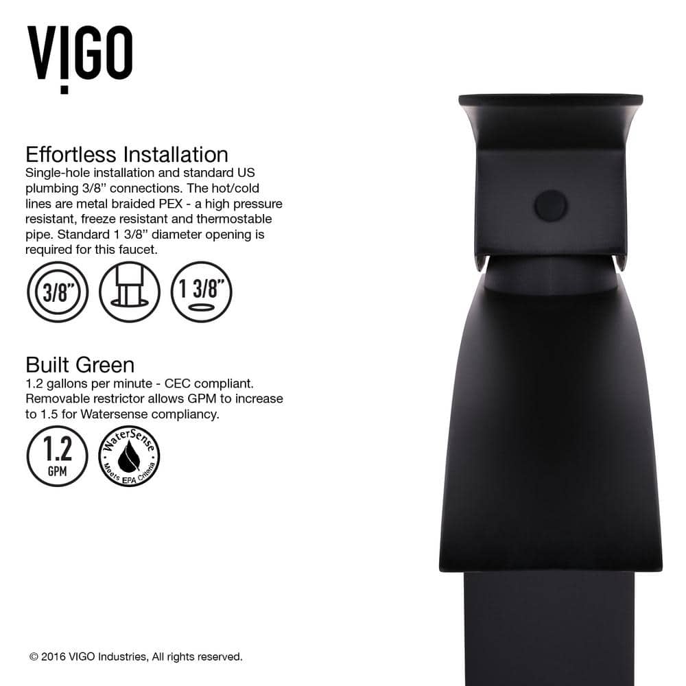 Matte Black Brass Single Hole Vessel Sink Faucet