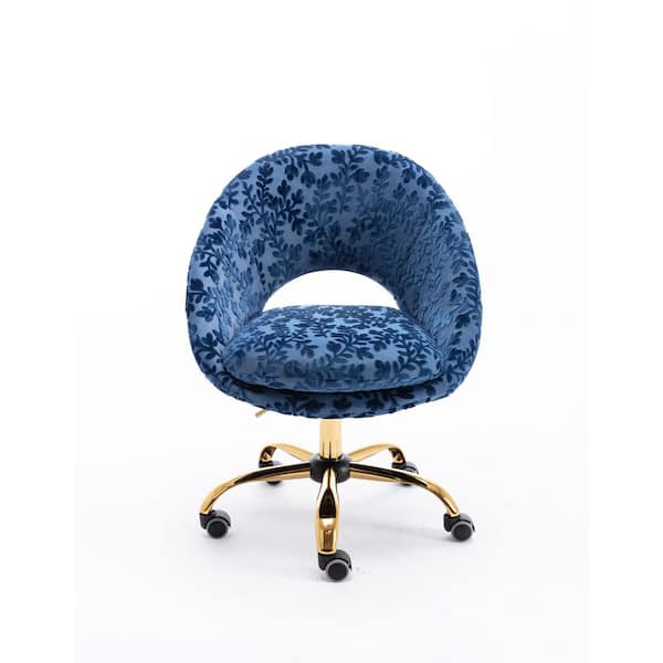 STICKON Navy Blue Velvet Seat Task Chairs with Sloped Arms