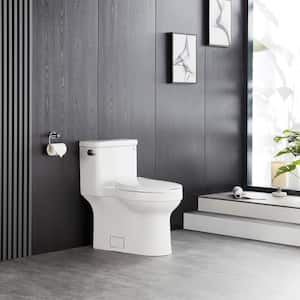 Apex 12 in. Rough in Size 1-Piece 1.28 GPF Single Flush Elongated Toilet in White, Seat Included