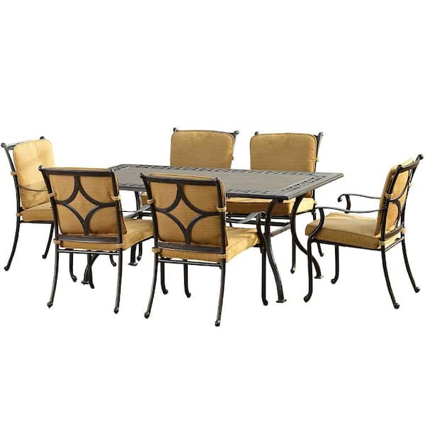 Sunjoy Montreal 7-Piece Patio Dining Set with Wheat Cushions