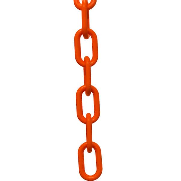 Mr. Chain 2 in. (#8 mm to 51 mm) x 100 ft. Plastic Chain in Traffic Orange