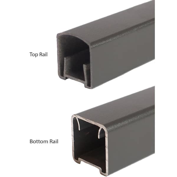 Contemporary 4 ft. x 36 in. Charcoal Gray Fine Textured Aluminum Level Rail Kit