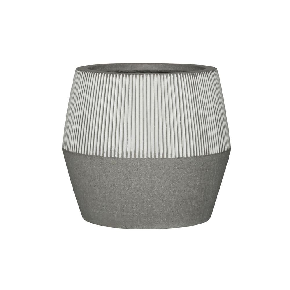 14.1 in. W Harley S, Modern Geometrically Shaped Ficonstone Planter with Vertically Upper Stripe Design, White price history on PriceWatchPro