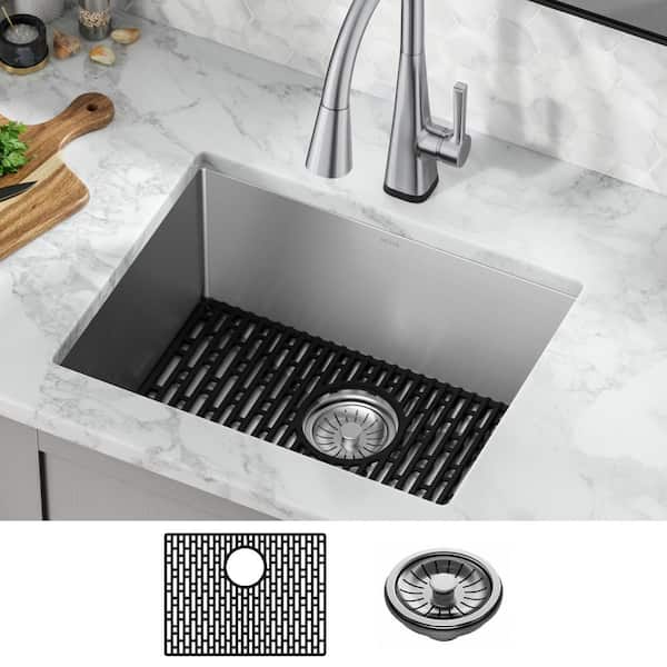 Lenta 16-Gauge Stainless Steel 23 in. Single Bowl Undermount Kitchen Sink with Accessories