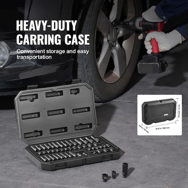 SKYSHALO Drive Impact Socket Set 1/4 in. 48 Piece Deep Socket Set