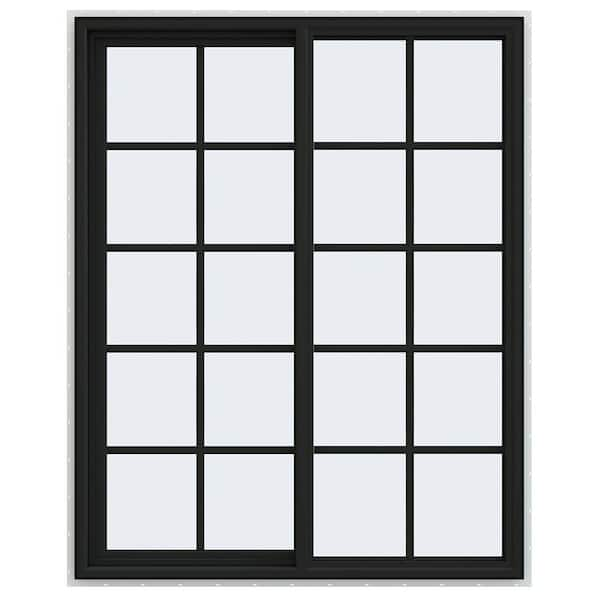 JELD-WEN 48 in. x 60 in. V-4500 Series Bronze FiniShield Vinyl Left-Handed Sliding Window with Colonial Grids/Grilles