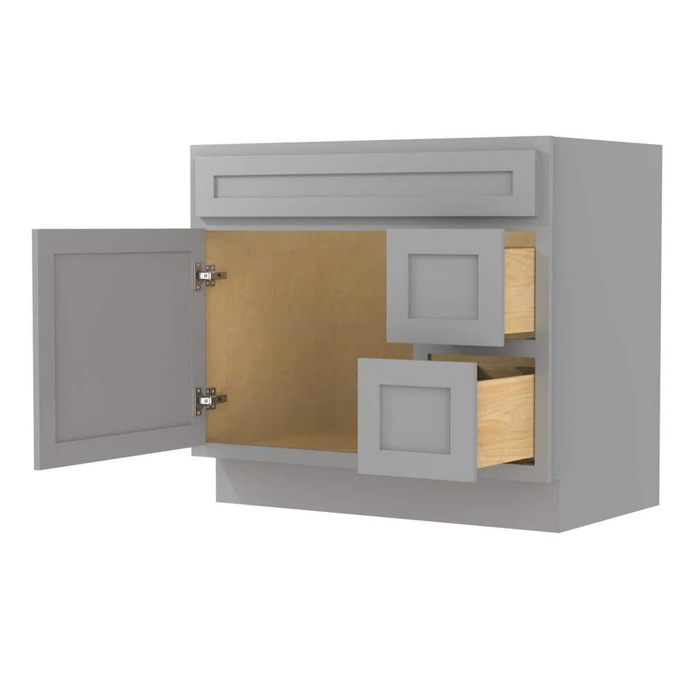 Gray Painted Freestanding Bathroom Vanity Cabinet with Shelves