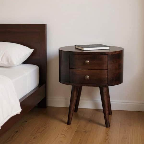 Walnut 2-Drawer 17.70 in. Nightstand