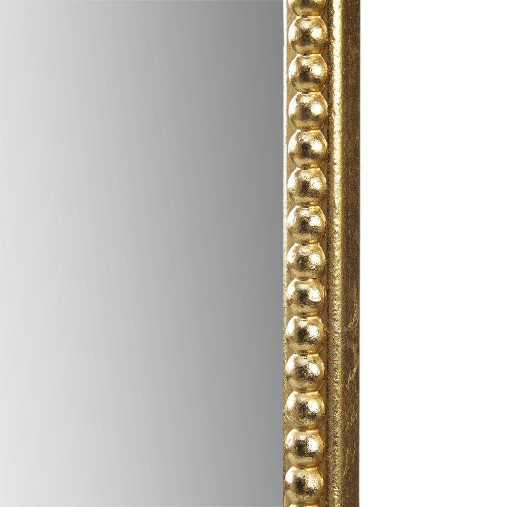 Gold Arched Wall Mirror with Beaded Details and MDF Frame