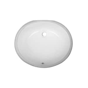 19 in . Undermount Oval Bathroom Sink with Overflow Drain in White