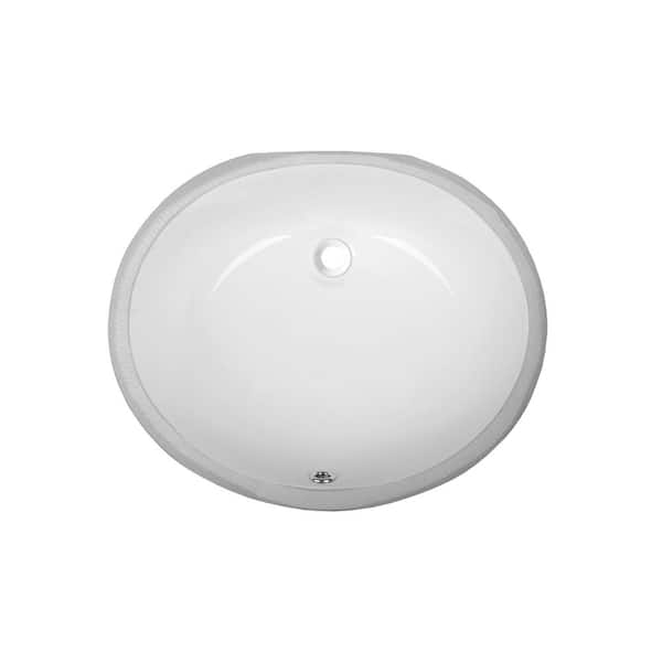Unbranded 19 in . Undermount Oval Bathroom Sink with Overflow Drain in White