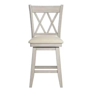42 in Antique White Double X-Back Counter Height Wood Swivel Chair