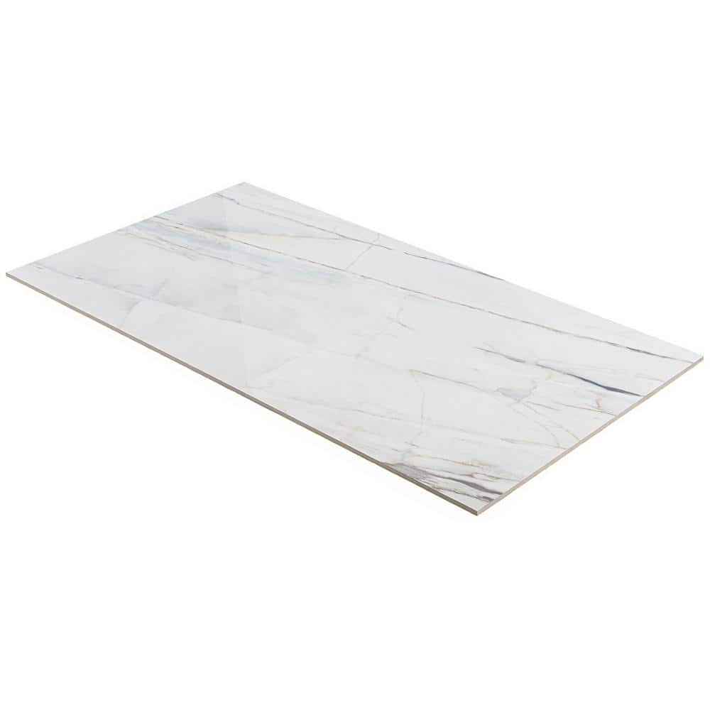 Saroshi Large White Polished Porcelain Floor and Wall Tile