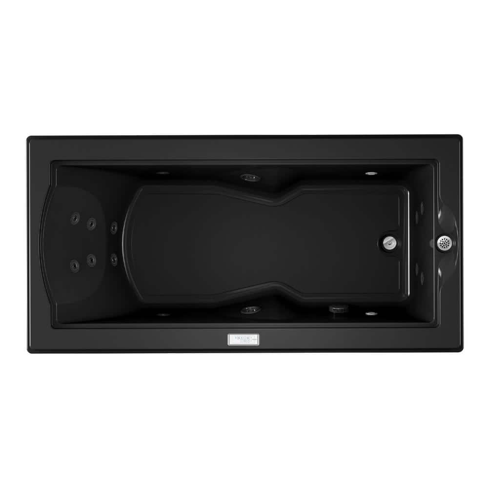 Fuzion Black Acrylic Drop-in Whirlpool Bathtub with Jets