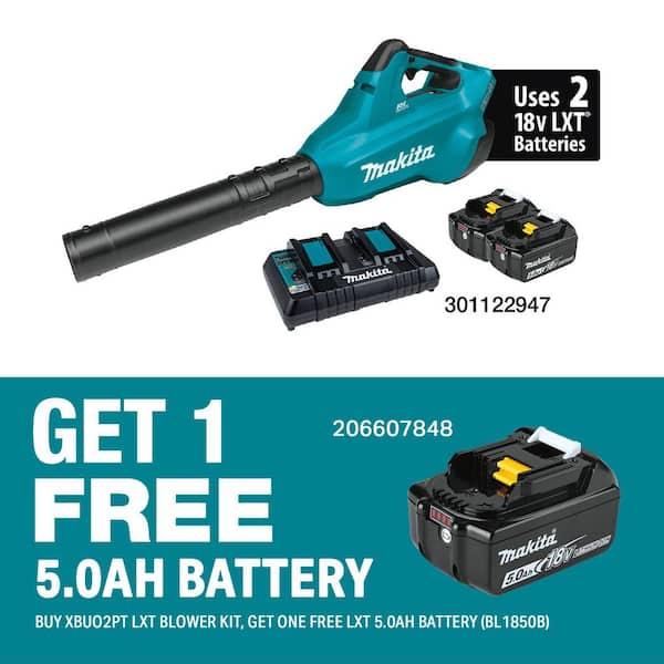 120 MPH 473 CFM 18V X2 (36V) LXT Lithium-Ion Brushless Cordless Leaf Blower Kit with 2 Batteries 5.0Ah and Charger