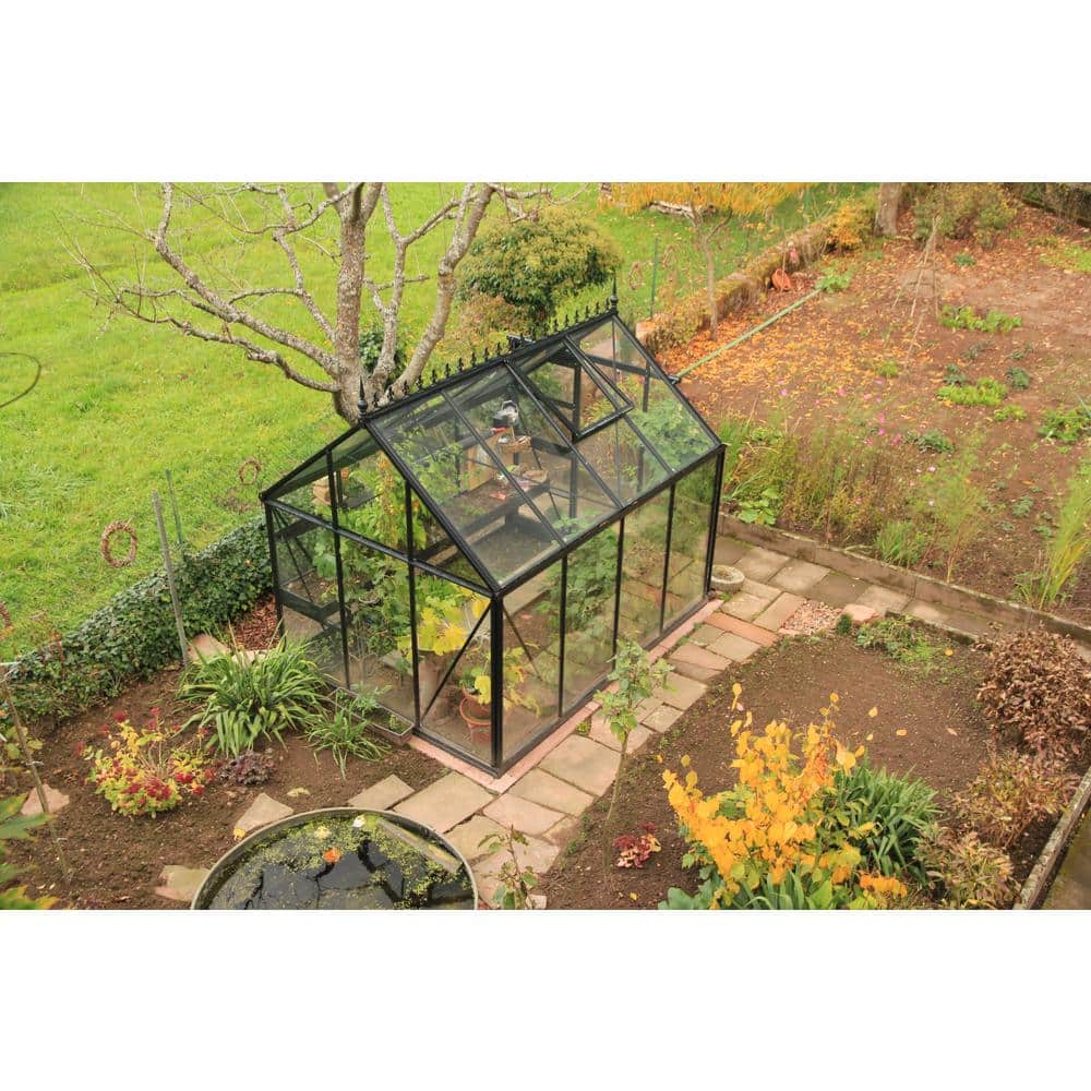 Junior Victorian Black Aluminum and Glass Walk-In Greenhouse