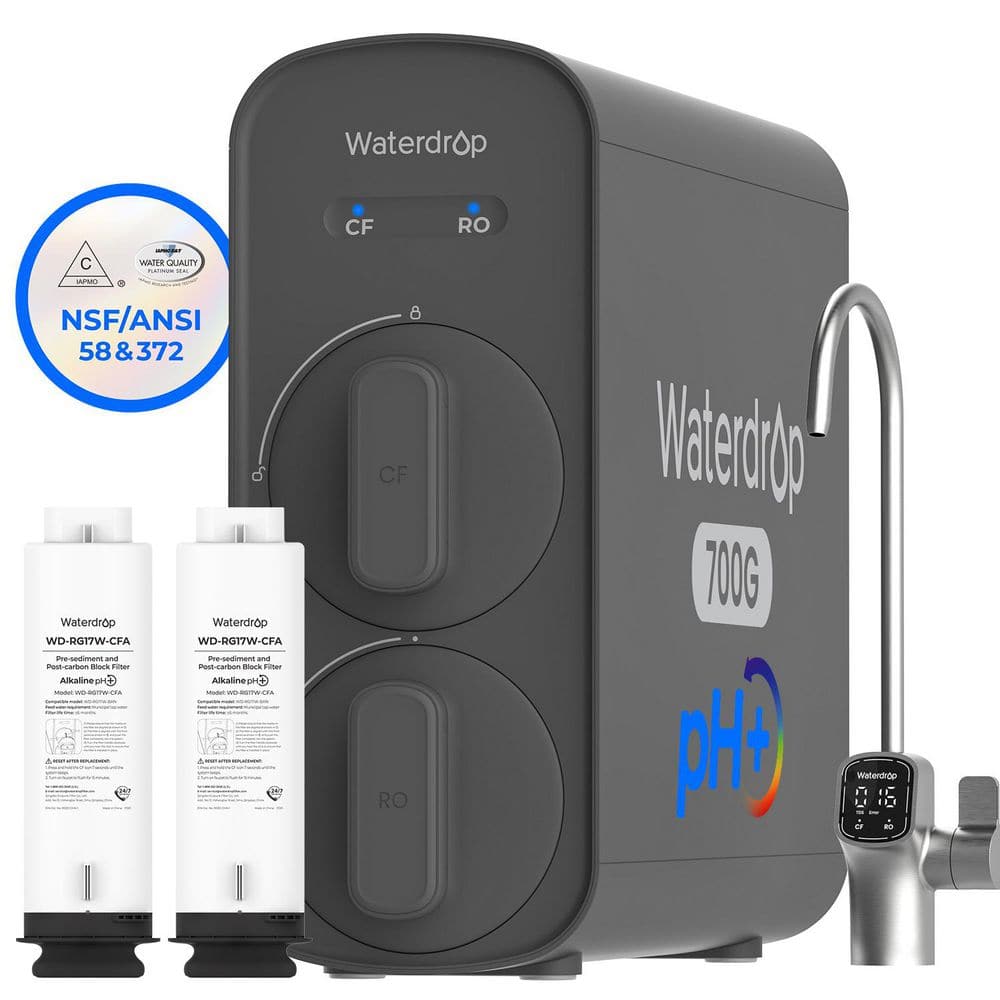 WD G5P700A Alkaline Mineral pH+ Reverse Osmosis System 700GPD, 8-Stage Smart LED Faucet Extra 2 G5P700A-CF Filter