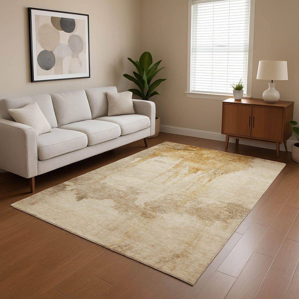 Mayfield Premium Machine Washable Abstract AMF1791 Gold 3 ft. x 4 ft. Area Rug price history on PriceWatchPro